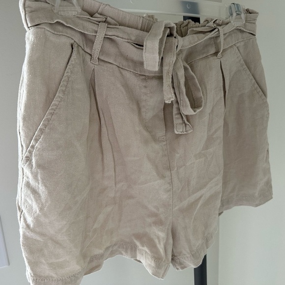 Ci Sono Tan High Waist Shorts with Tie Belt linen - Picture 4 of 10